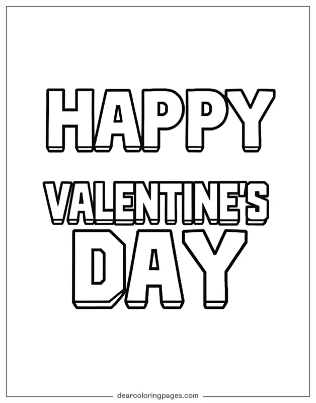 Minecraft Ausmalbild - Minecraft-Style Text "HAPPY VALENTINE'S DAY"